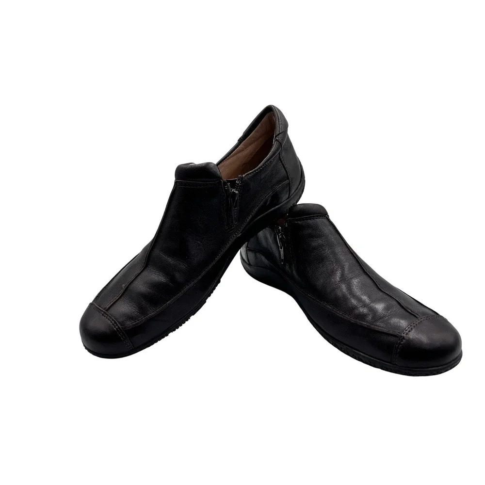 Walking Cradles Loafers Womens 7M Brown Excellent Leather Side‎ Zip Shoes